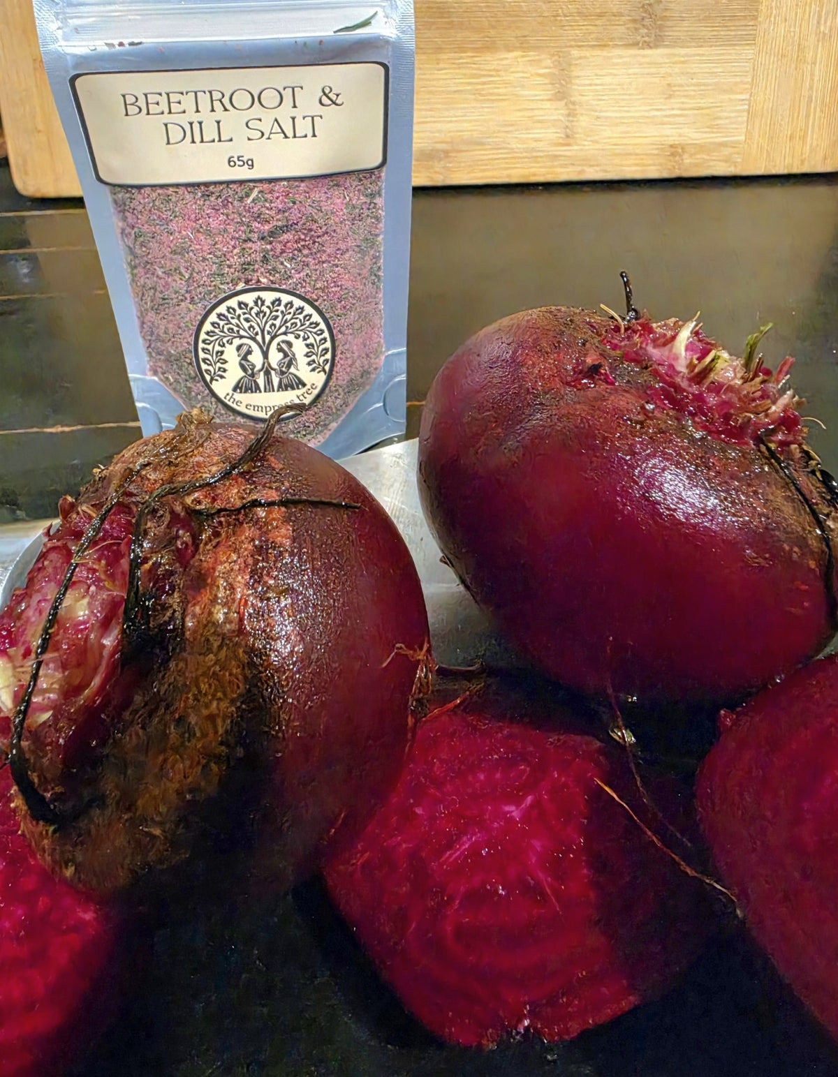 Beetroot & Dill Salt sachet with fresh beetroot